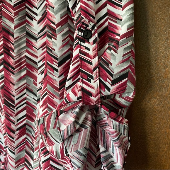 Herringbone Business Casual Button Up Pink Blouse - Picture 6 of 6